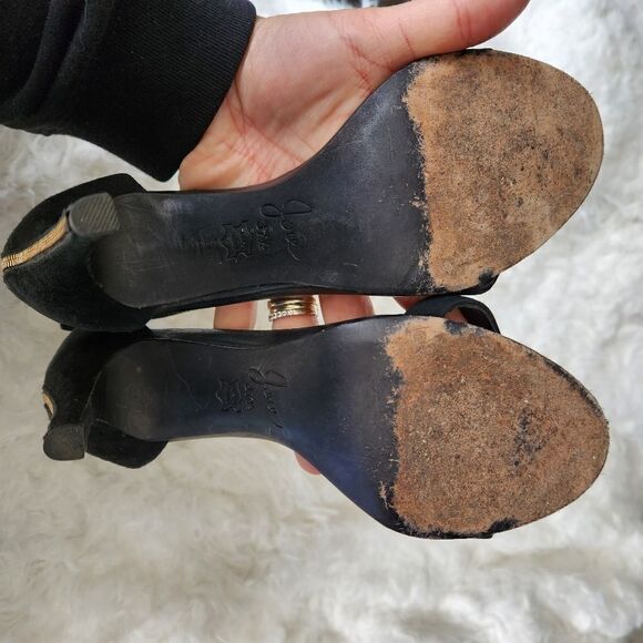 Joie Abbot black suede sandal heels zip back - Picture 9 of 9